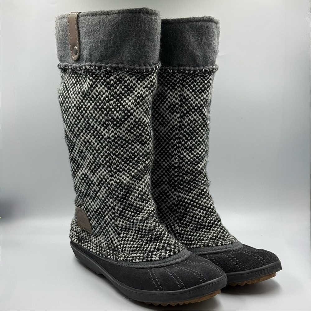 Sorel Tremblant Pull On Knit Rain Winter Boots Wool and Suede Upper Size 6.5